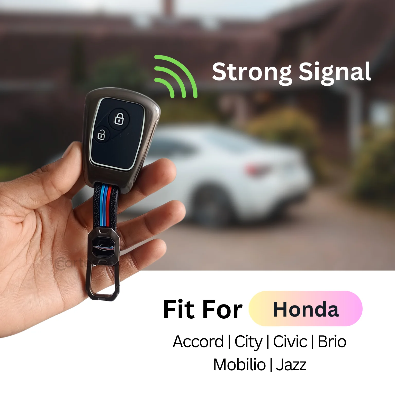 Metal Silicon Key Cover Compatible with Accord, City, Civic, Brio, Mobilio, Jazz | 2 Button Remote Key - Image 4