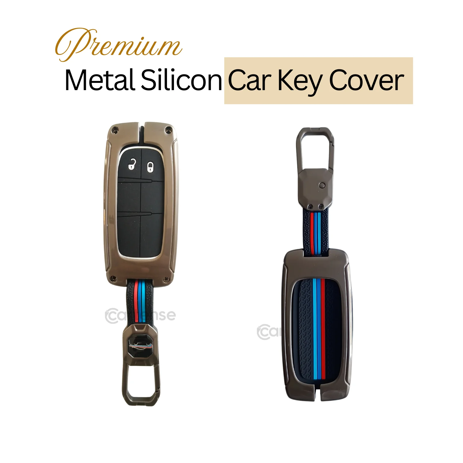 Metal Silicon Car Key Cover Compatible With Jeep Compass | 2 Button Smart Key - Image 3