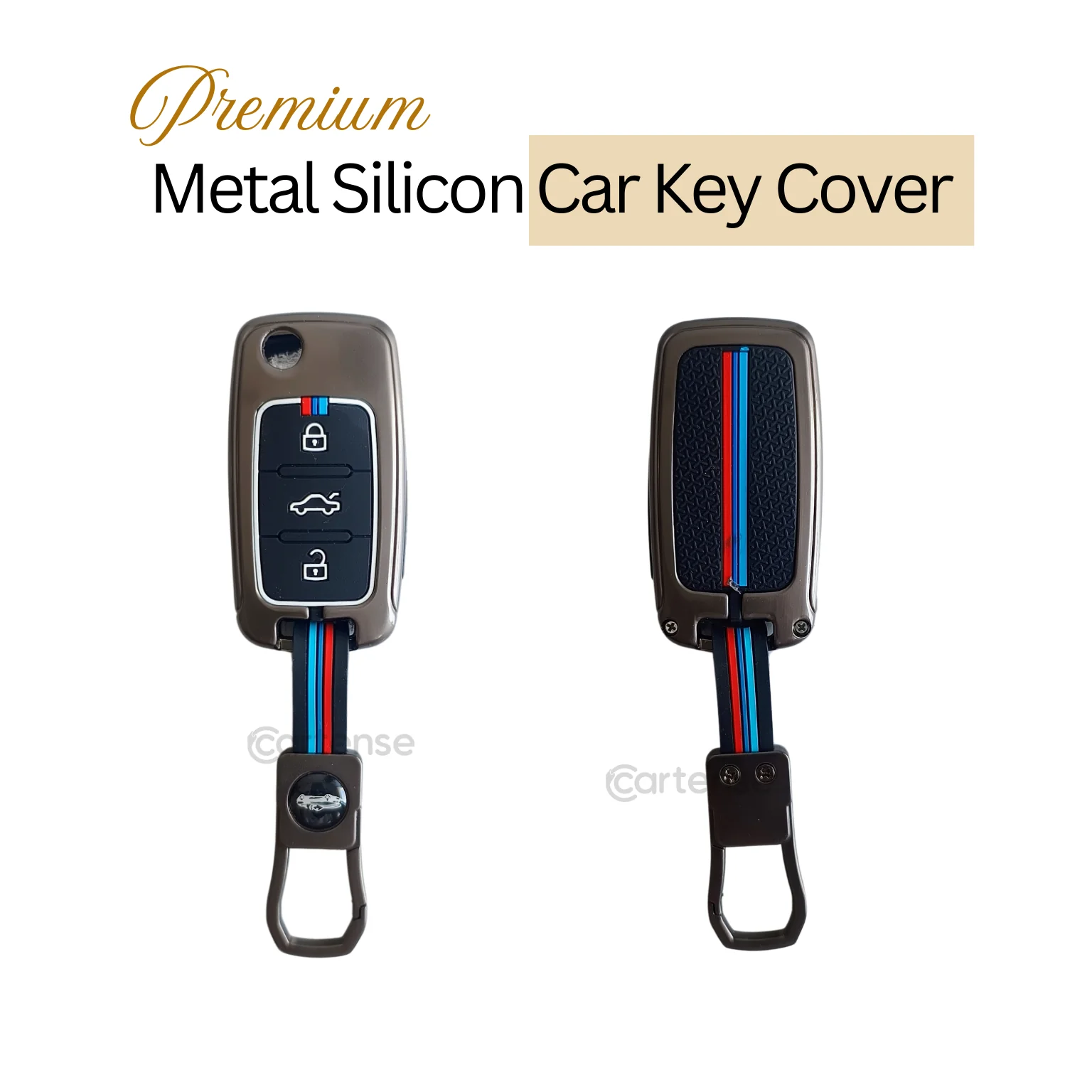 Metal Silicon Key Cover for Skoda/Volkswagen Polo, Vento, Ameo, Passat, Rapid, Laura, Superb, Octavia | 3 Button Flip Key - Image 3