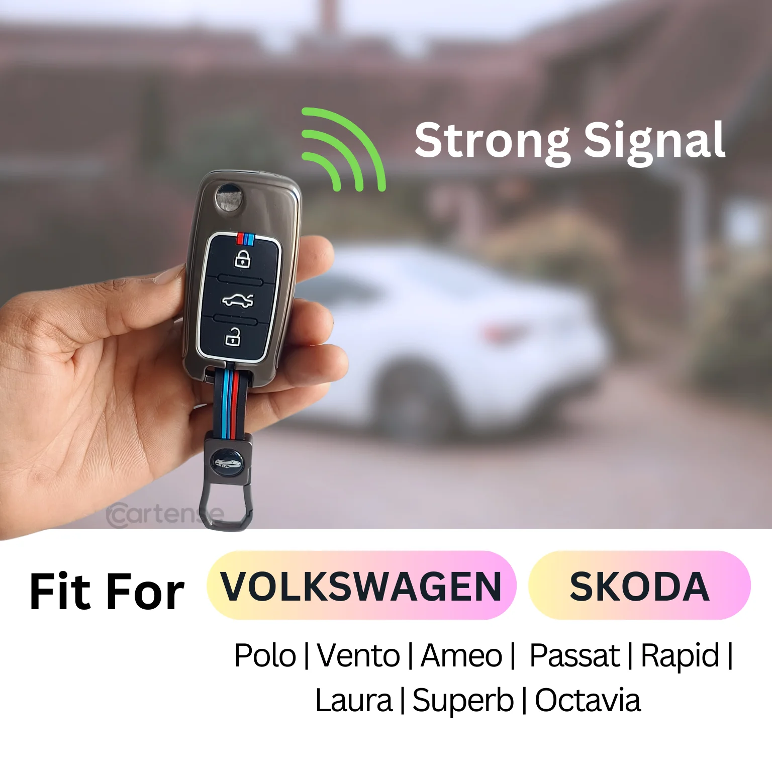 Metal Silicon Key Cover for Skoda/Volkswagen Polo, Vento, Ameo, Passat, Rapid, Laura, Superb, Octavia | 3 Button Flip Key - Image 4