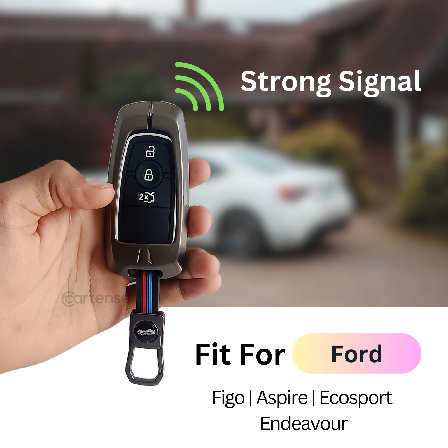 Metal Silicon Key Cover Compatible With Figo, Aspire, Ecosport, Endeavour | 3 button Smart Key - Image 3
