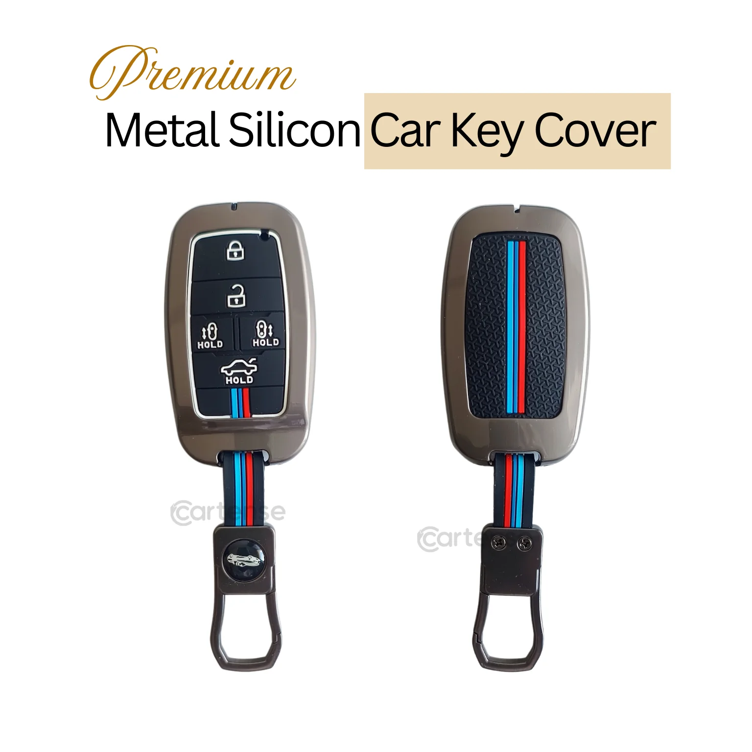 Metal Silicon Car Key Cover Compatible With Kia Carnival | 5 Button Smart Key - Image 3