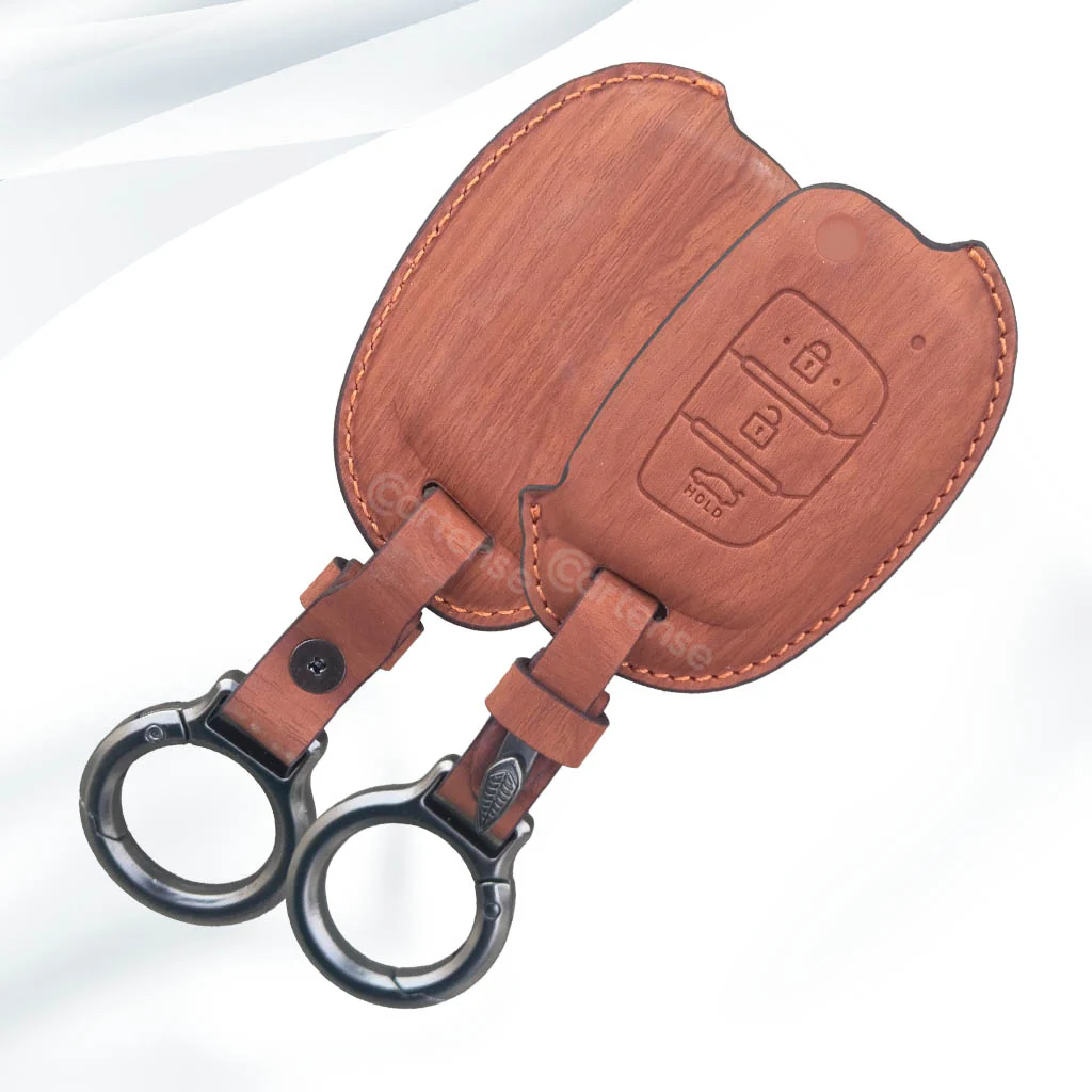 Leather Key Cover Compatible With Creta, Venue, Aura, i20,Grand i10 Nios, Xcent | 3 Button Flip Key - Image 3