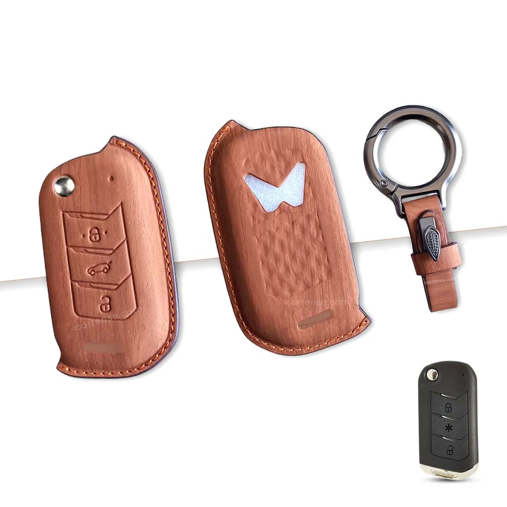 Leather Key Cover For Mahindra Scorpio, XUV 300, Marazzo, XUV 700, 3XO, XUV 400 EV, Bolero, Thar, TUV 3 & Thar Roxx | 3 Button Flip Key - Image 3