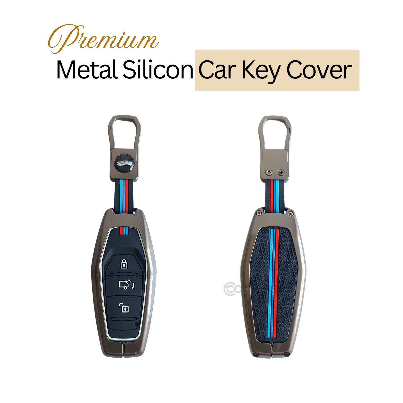 Mahindra XUV 500 Key Cover | Metal Silicon | 3 Button Smart Key - Image 3