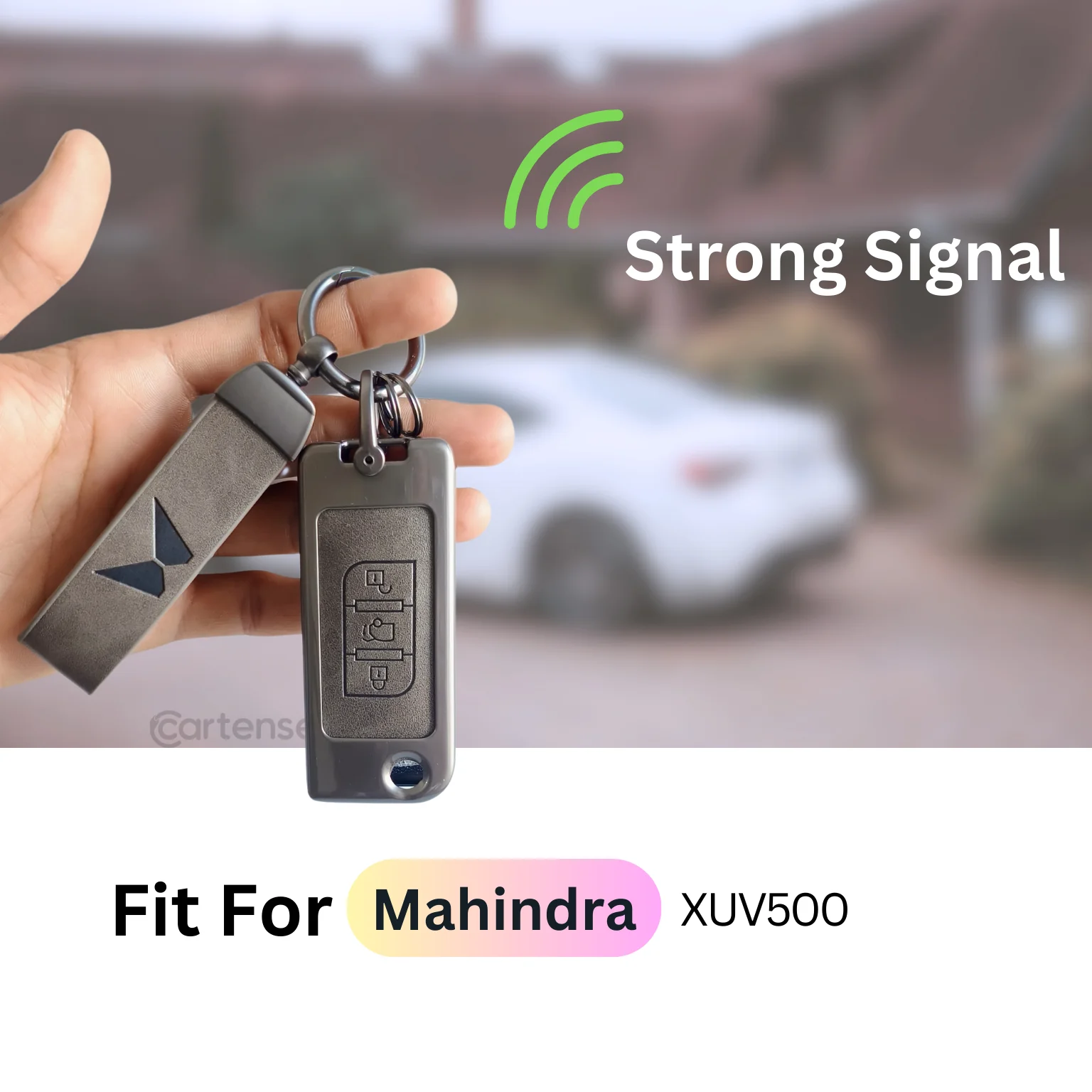 Metal Leather Car Key Cover Compatible With Mahindra XUV 500 | 3 Button Flip Key - Image 5