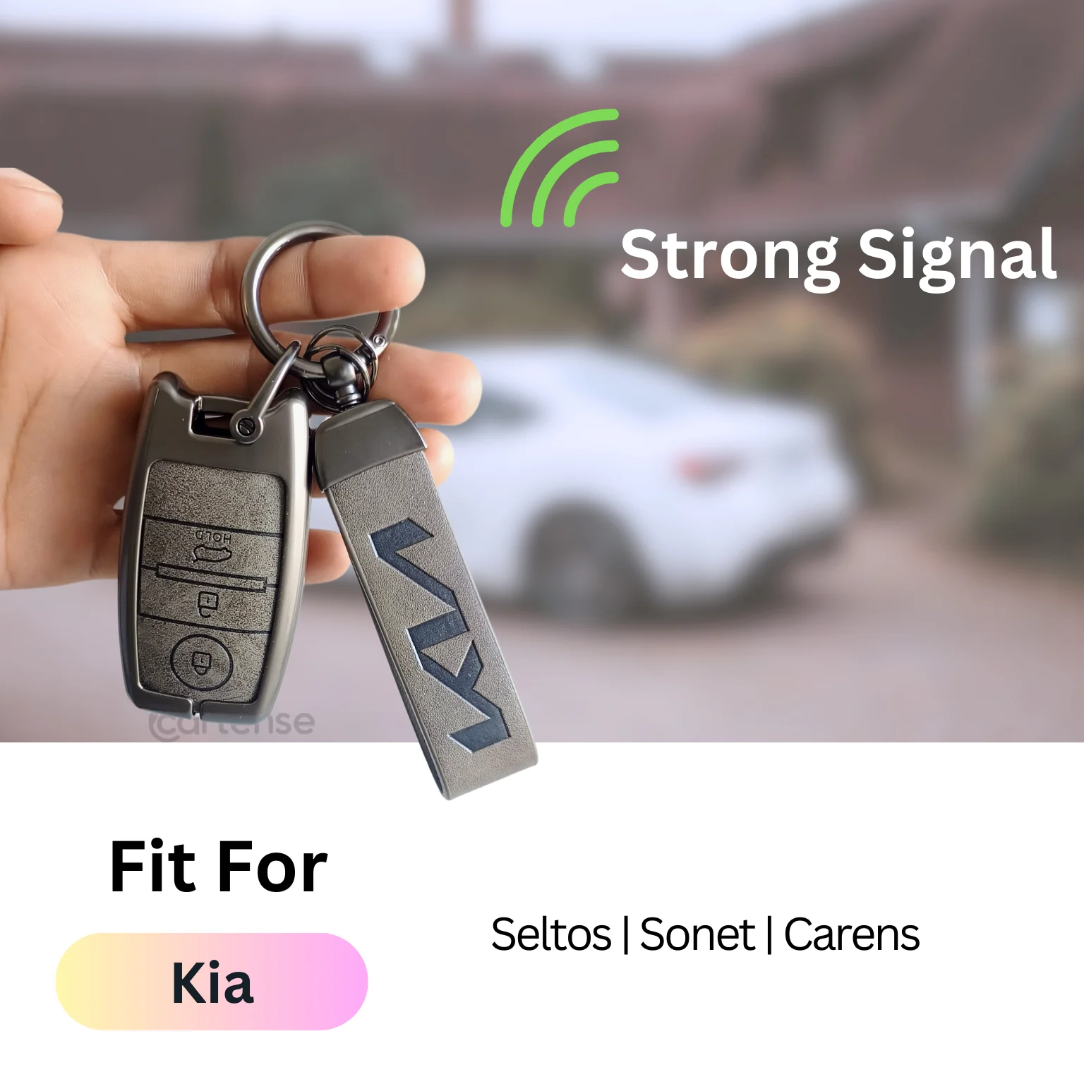 Metal Leather Car Key Cover Compatible With Seltos, Sonet, Carens | Push Start Key - Image 4