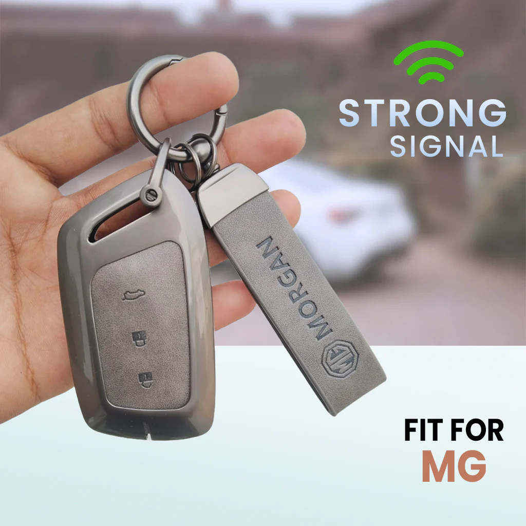 Metal Leather Car Key Cover For MG Hector | 3 Button Smart Key - Image 4