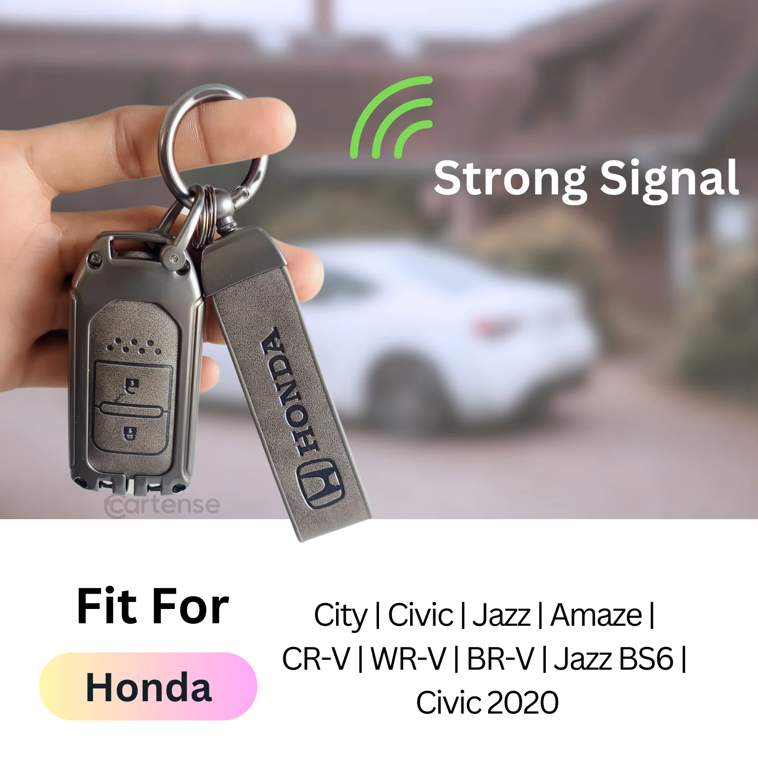 Metal Leather Key Cover Compatible with City, Civic, Jazz, Amaze, CR-V, WR-V, BR-V, Jazz BS6, Civic 2020 | Push Start Model - Image 3