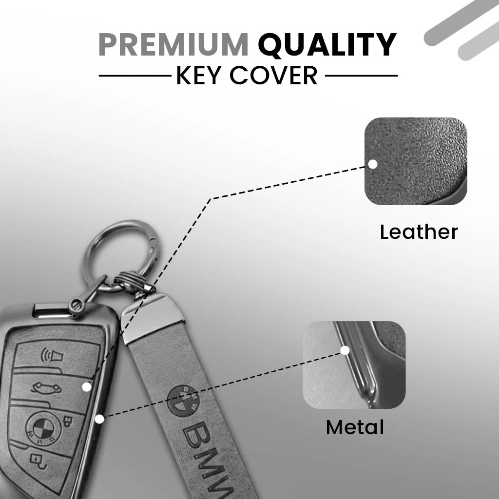 METAL LEATHER KEY COVER FOR BMW GT – SERIES | X SERIES | 5 SERIES | M – SERIES | 3 SERIES |7 SERIES OF 4 BUTTON CAR KEY COVER - Image 5