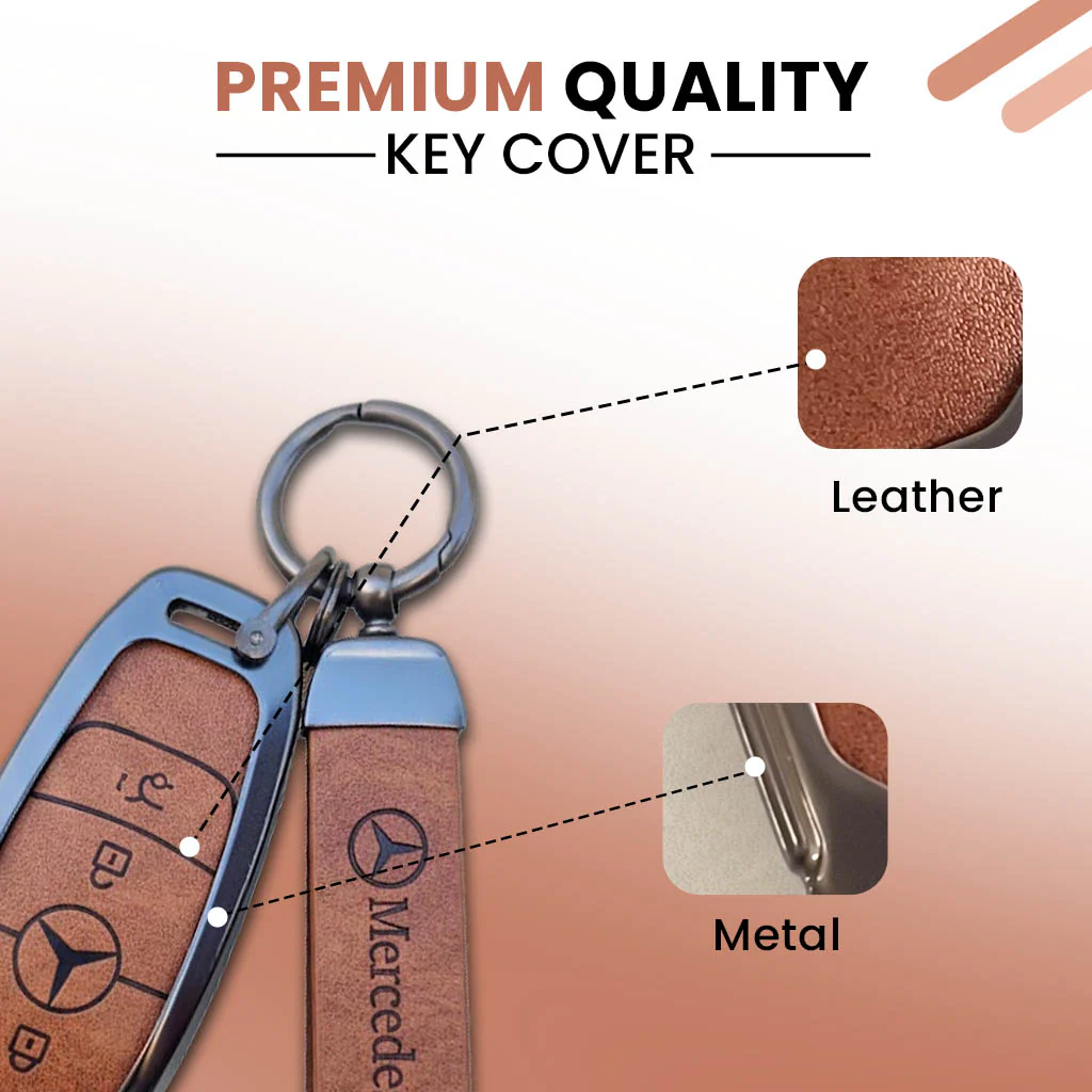 Metal Leather key cover for Mercedes Benz Compatibility: A-Class, C-Class, E-Class, G-Class, S-Class. - Image 4