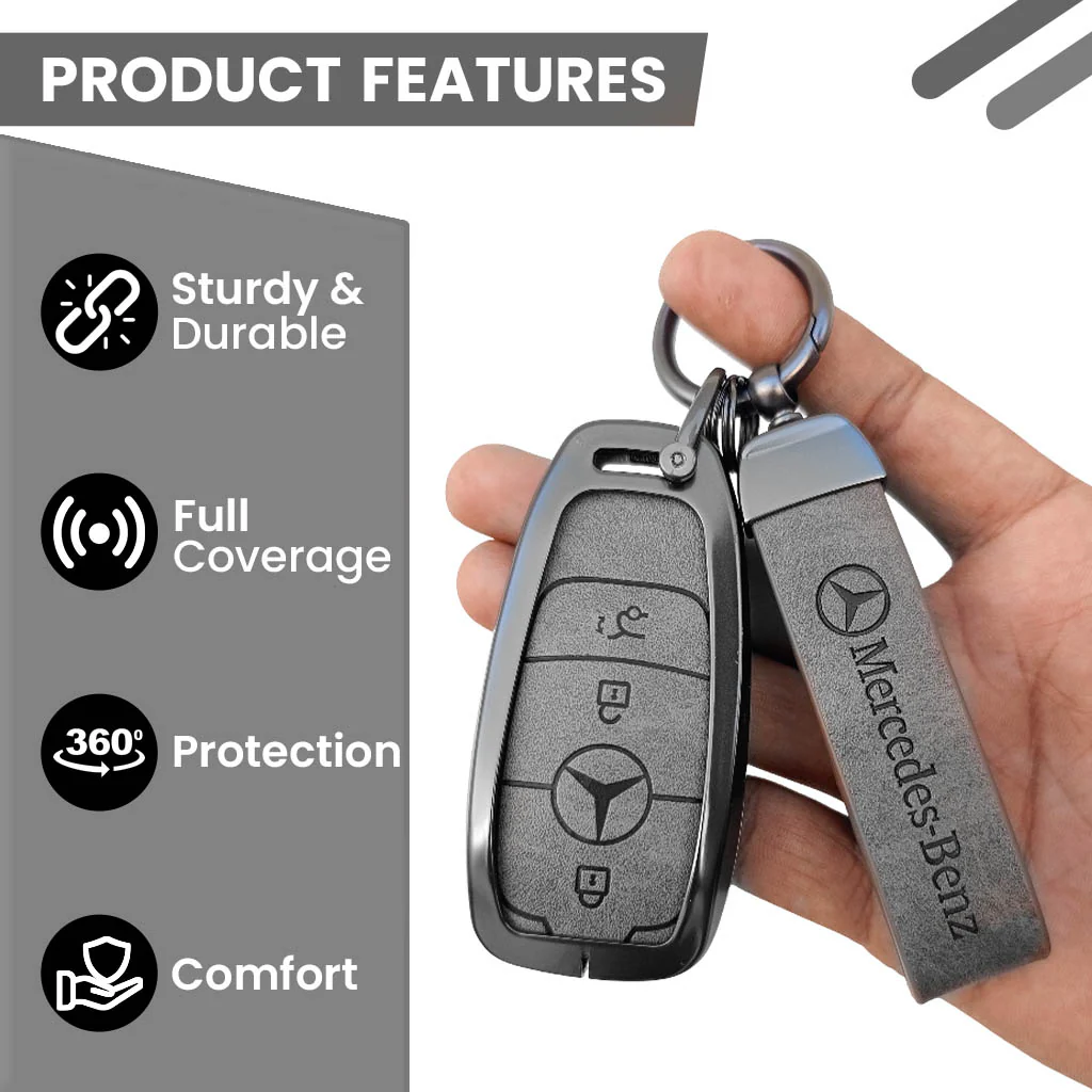 Metal Leather key cover for Mercedes Benz Compatibility: A-Class, C-Class, E-Class, G-Class, S-Class. - Image 3