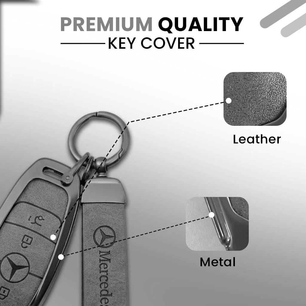Metal Leather key cover for Mercedes Benz Compatibility: A-Class, C-Class, E-Class, G-Class, S-Class. - Image 4