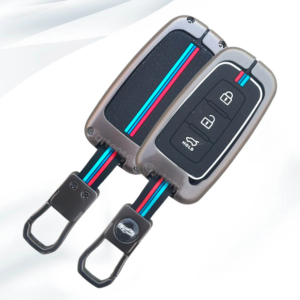 Metal Silicon Car Key Cover Compatible with Hyundai Elentra, Old Verna, Old i20 | Push Button Smart Key - Image 3