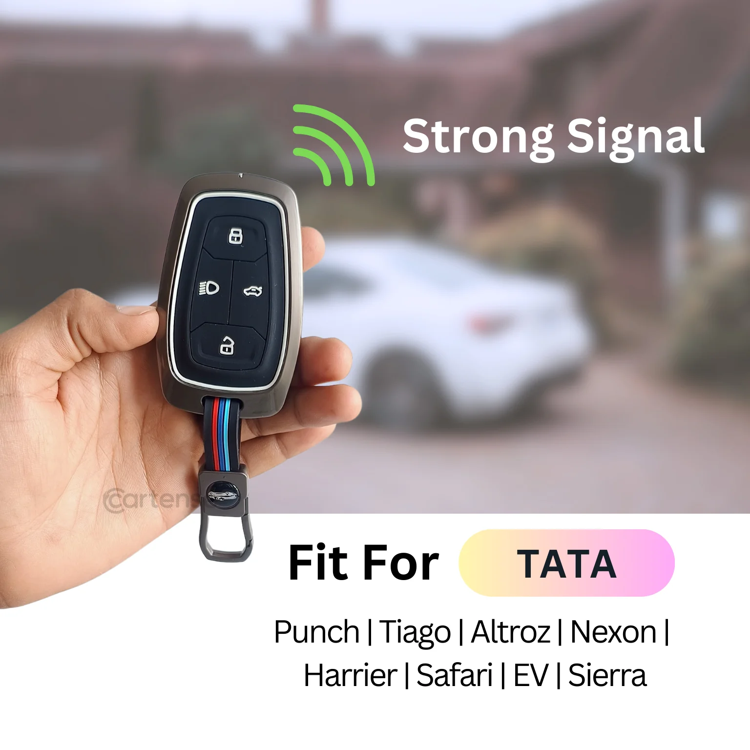 Metal Silicon Car Key Cover For TATA Punch, Tiago, Altroz, Nexon, Harrier, Safari, EV, Sierra | 4 Button Smart Key - Image 4