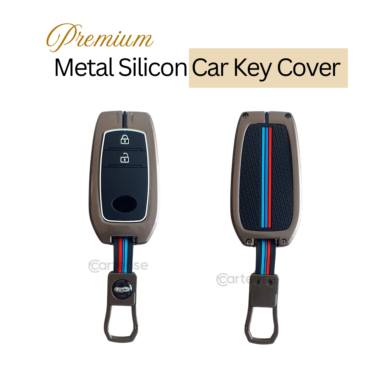Metal Silicon Car Key Cover For Toyota Fortuner, Hilux, Innova Crysta,  Legender, Innova HyCross, Land Cruiser | 2 Button Type M1 Push Start Smart Key - Image 3