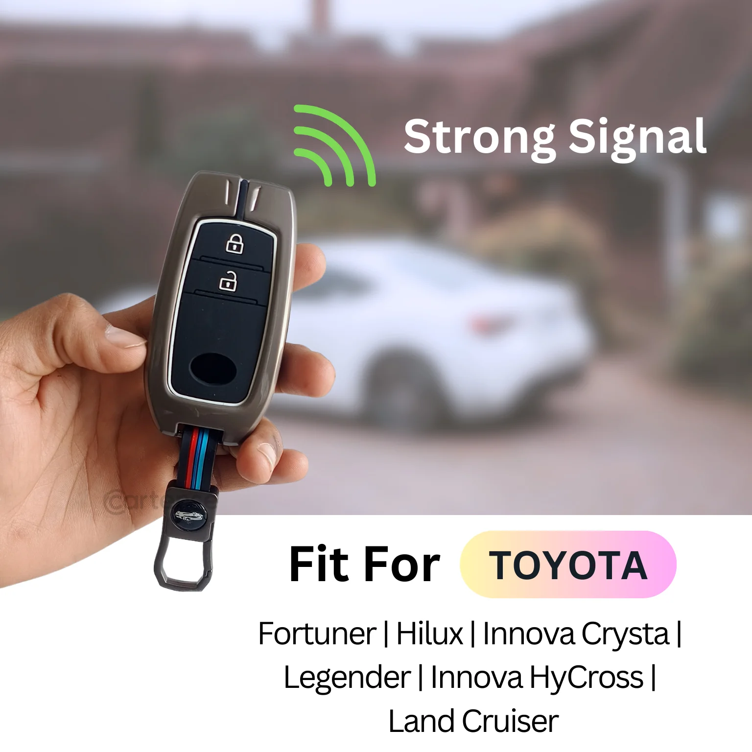 Metal Silicon Car Key Cover For Toyota Fortuner, Hilux, Innova Crysta,  Legender, Innova HyCross, Land Cruiser | 2 Button Type M1 Push Start Smart Key - Image 5