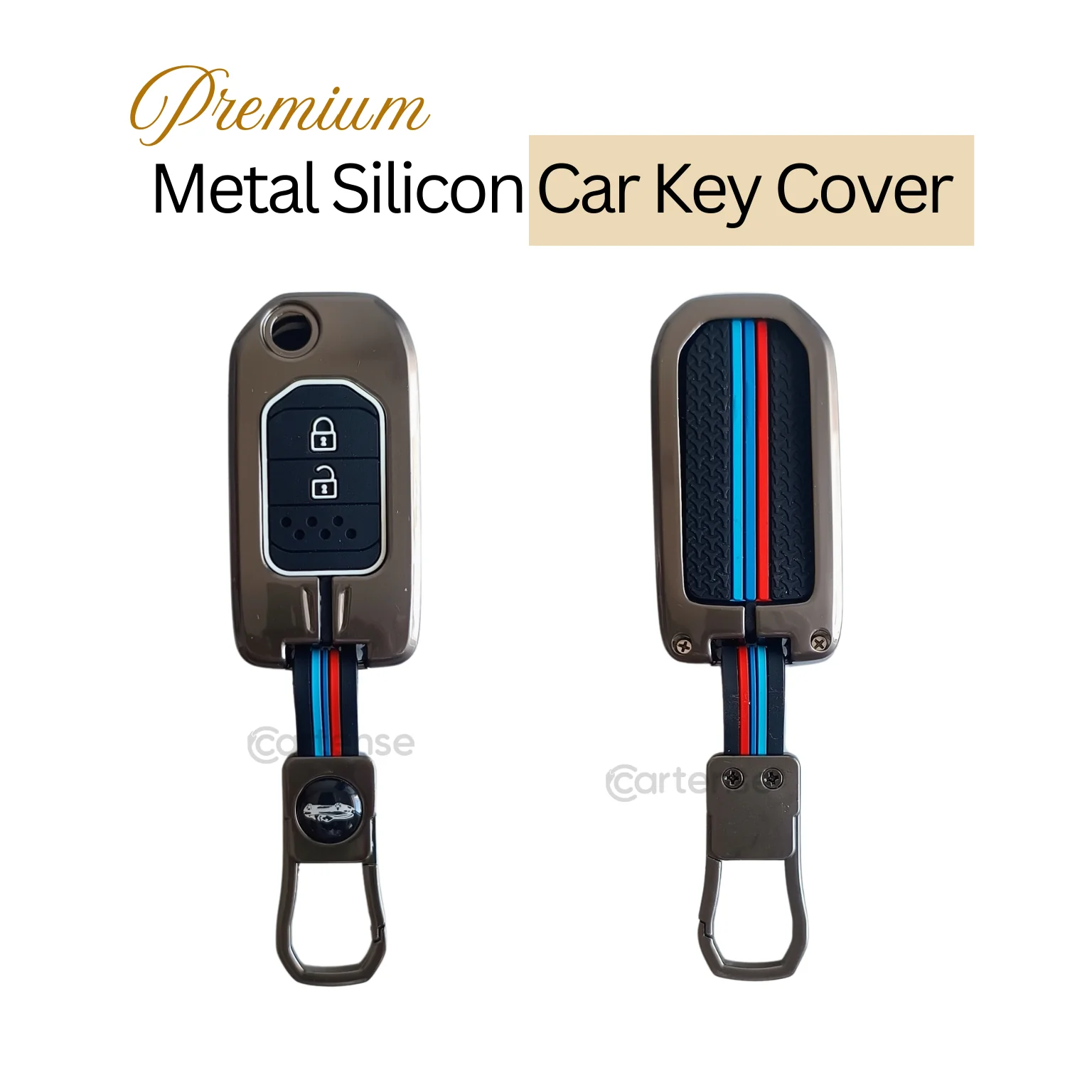 Metal Silicon Key Cover Compatible with City, WR-V | 2 Button Flip Key - Image 3
