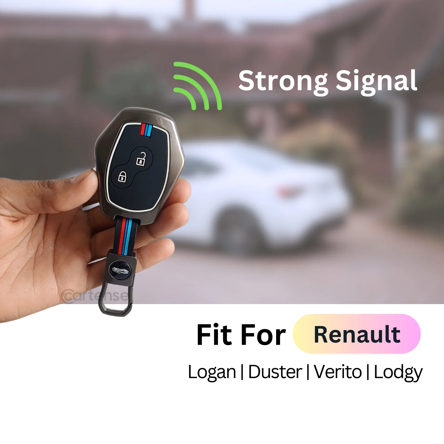 Metal Silicon Key Cover For Renault Logan, Duster, Verito, Lodgy | 2 Button Key - Image 4