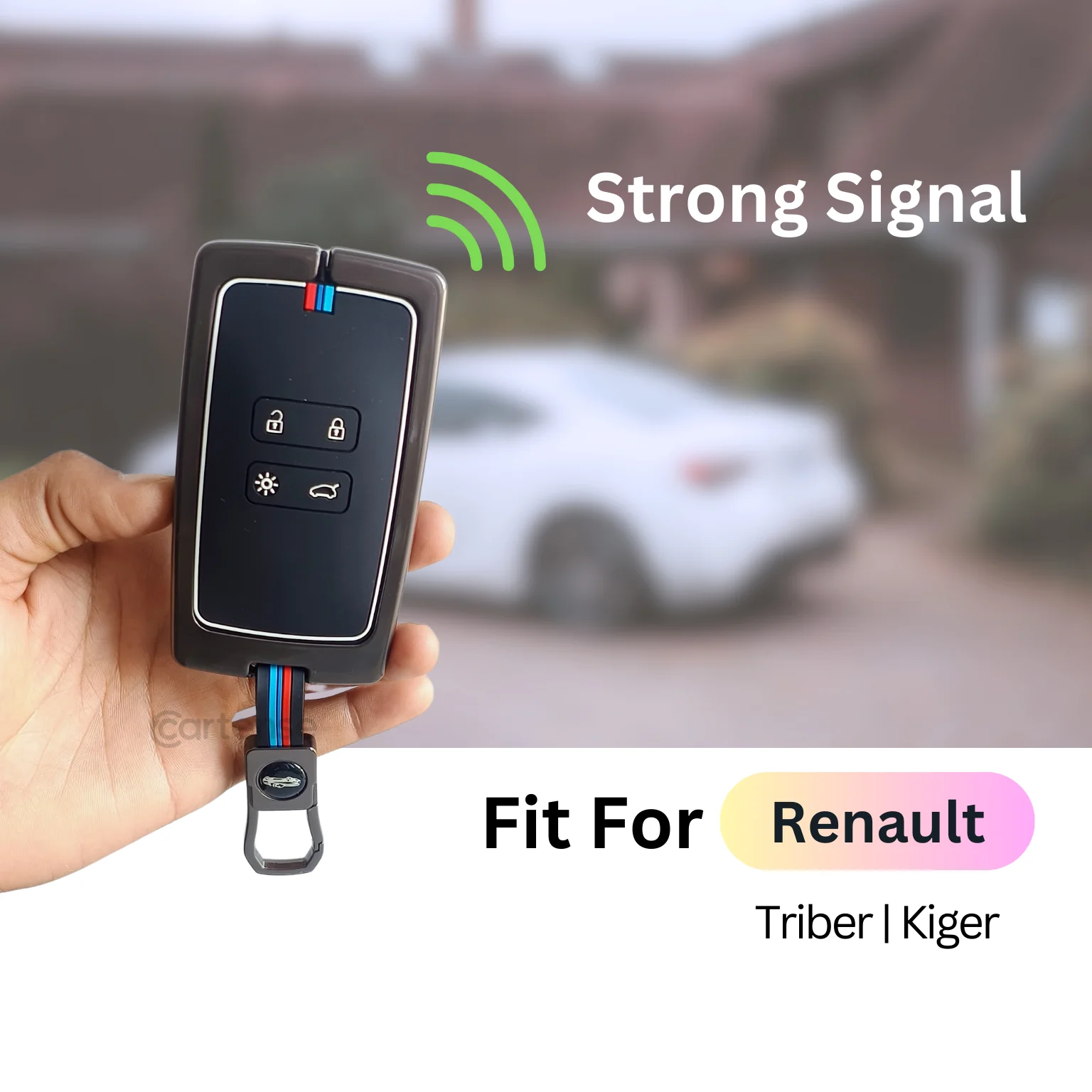 Metal Silicon Key Cover For Renault Triber, Kiger | 4 Button Smart Key - Image 4