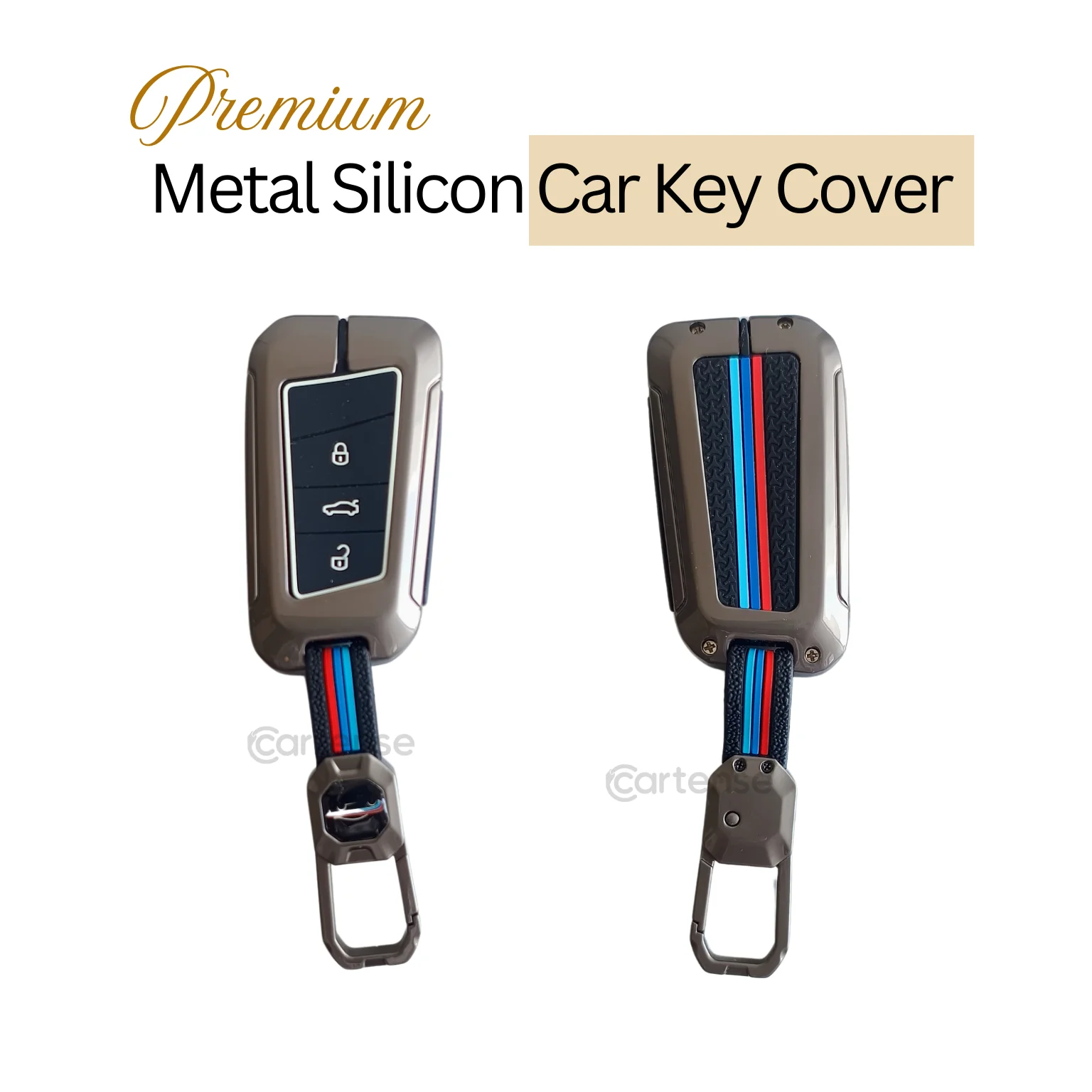 Metal Silicon Key Cover for Skoda Kushaq, Kodiaq | 3 Button Smart Key - Image 3