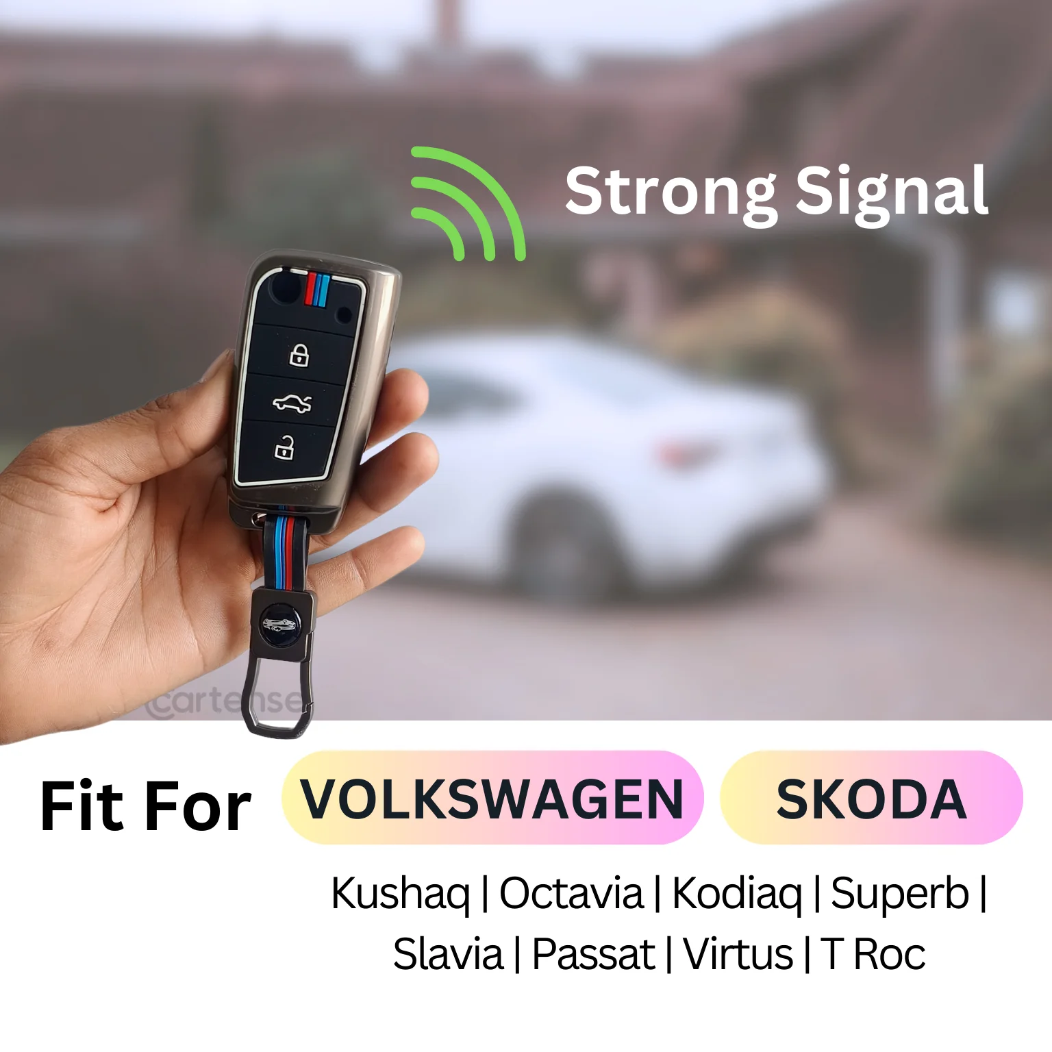 Metal Silicon Key Cover for Skoda/Volkswagen Kushaq, kylaq, Octavia, Kodiaq,  Superb, Slavia, Passat, Virtus, T Roc | 3 Button Flip Key - Image 4