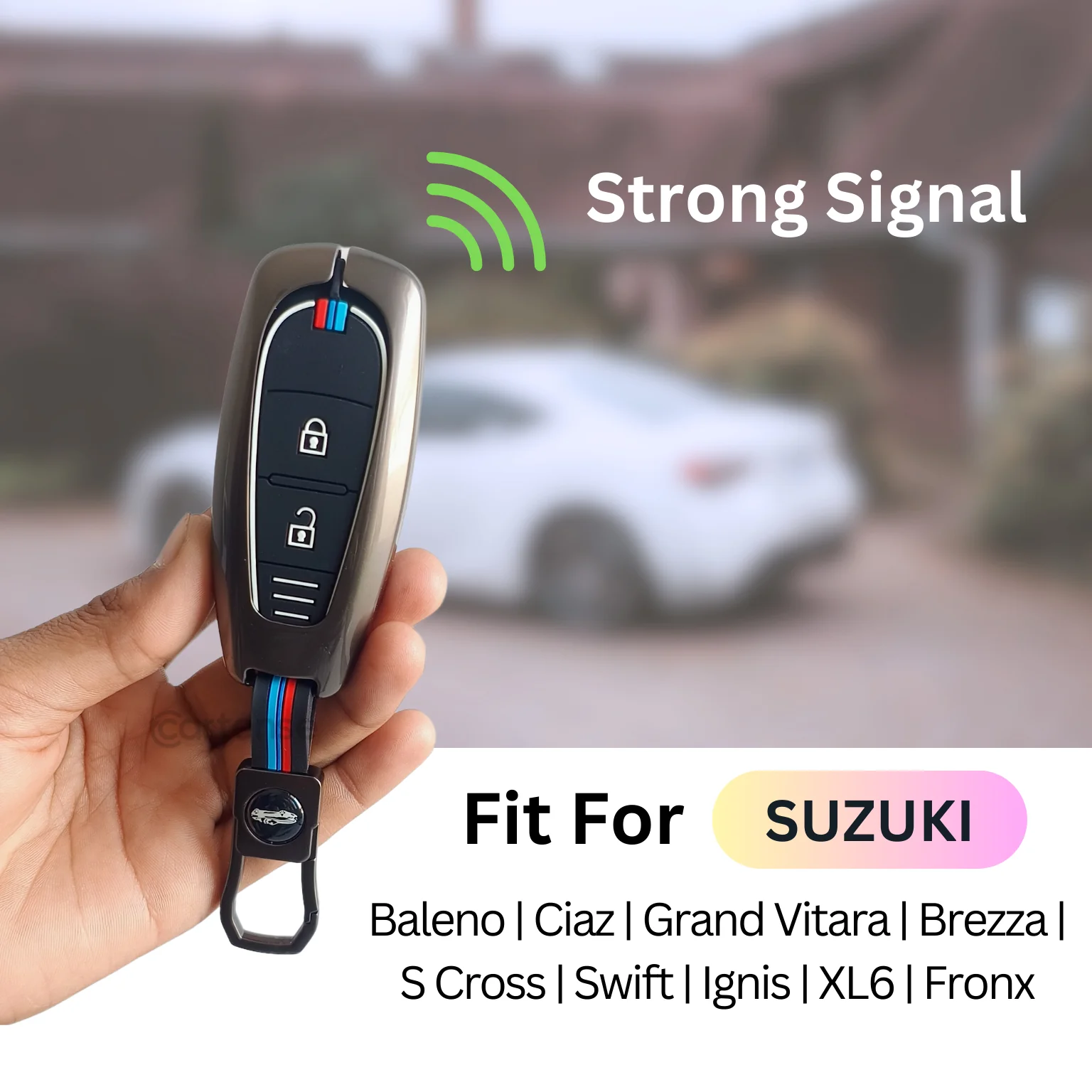 Metal Silicon Key Cover for Suzuki Baleno, Ciaz, Grand Vitara, Brezza, S Cross, Swift, Ignis, XL6, Fronx | 2 Button Smart Key - Image 4