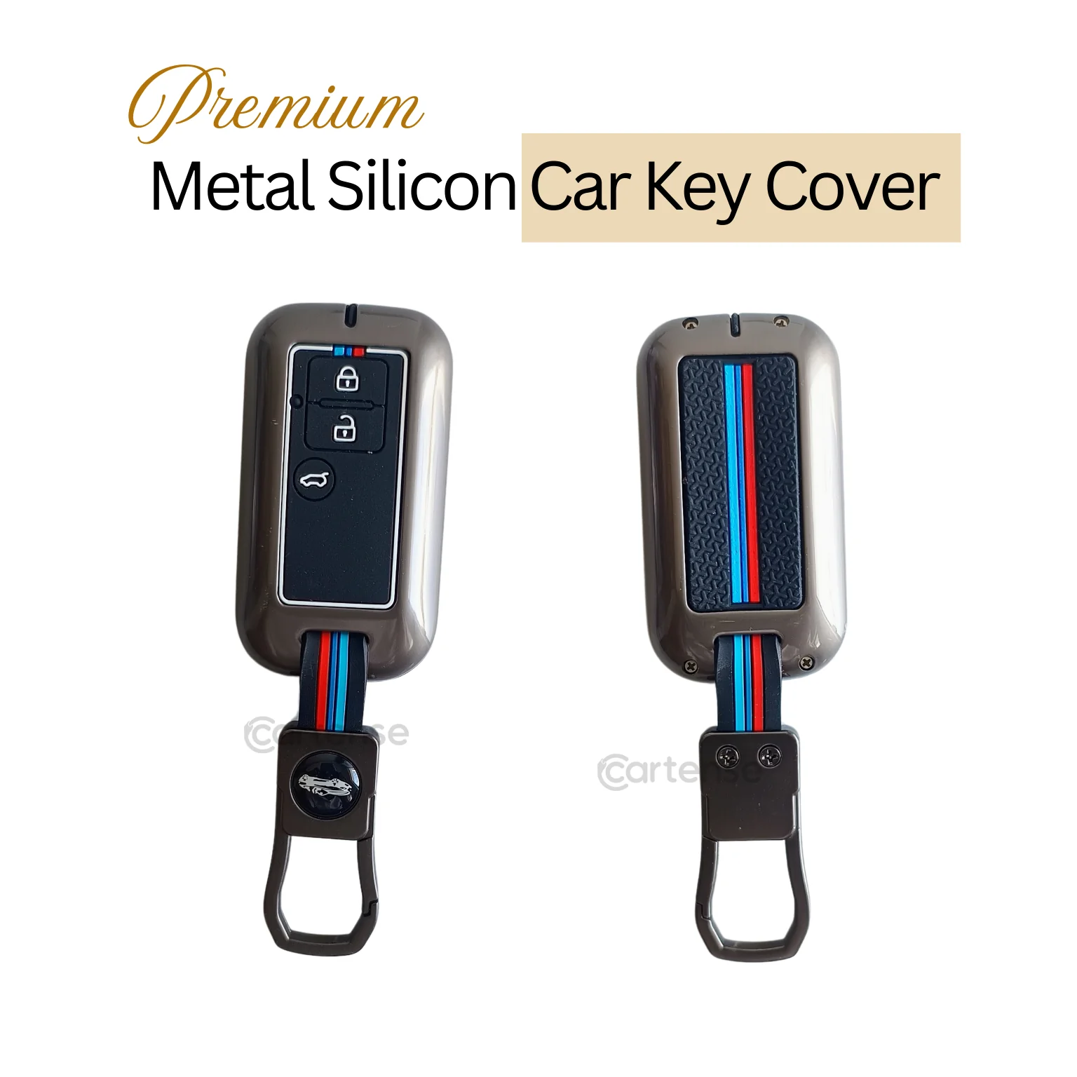 Metal Silicon Key Cover for Suzuki Ertiga, Swift, Dzire, Baleno, Ignis, XL6, Franzo, Celerio, Ciaz, Brezza, Jimny   | 3 Button Smart Key - Image 3