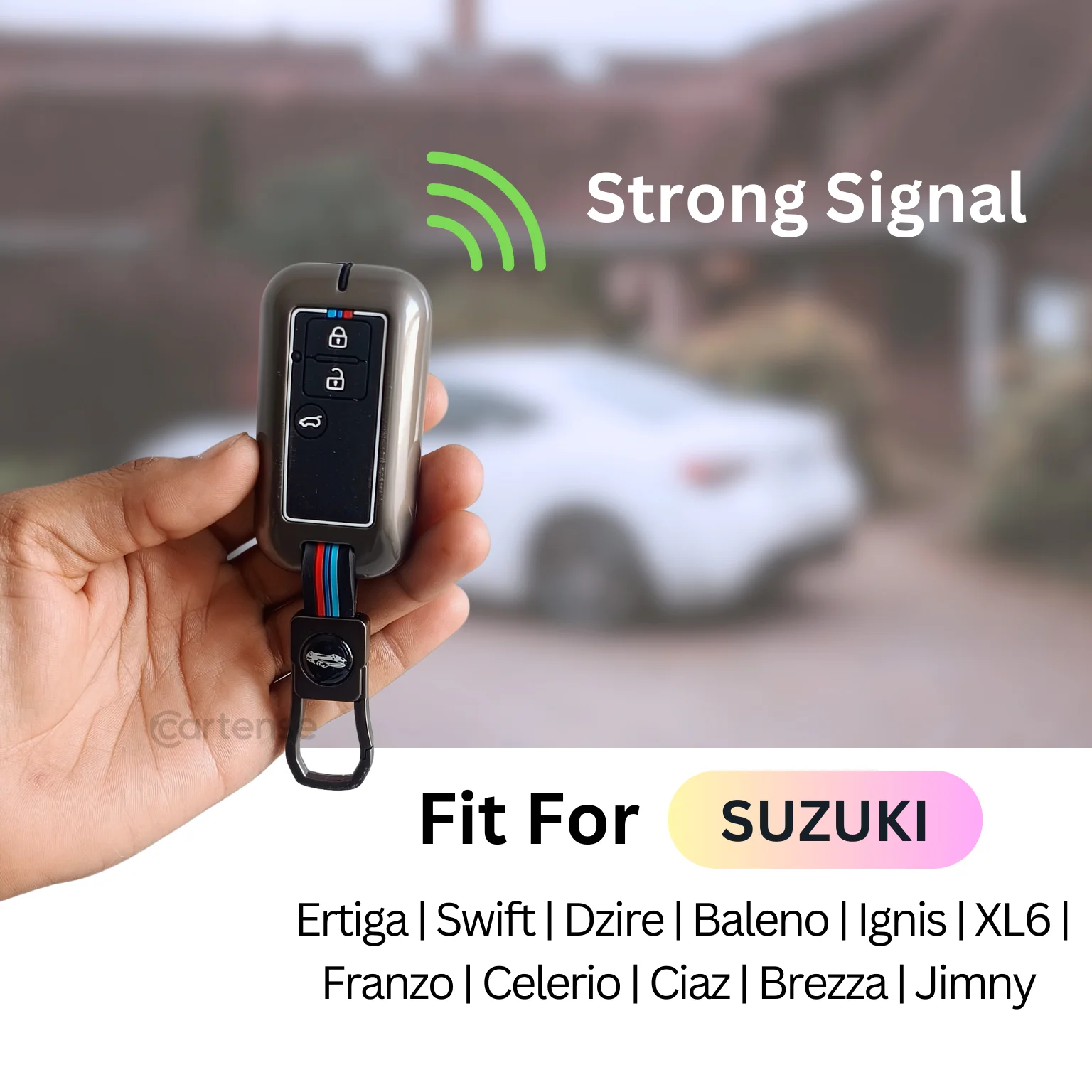Metal Silicon Key Cover for Suzuki Ertiga, Swift, Dzire, Baleno, Ignis, XL6, Franzo, Celerio, Ciaz, Brezza, Jimny   | 3 Button Smart Key - Image 4
