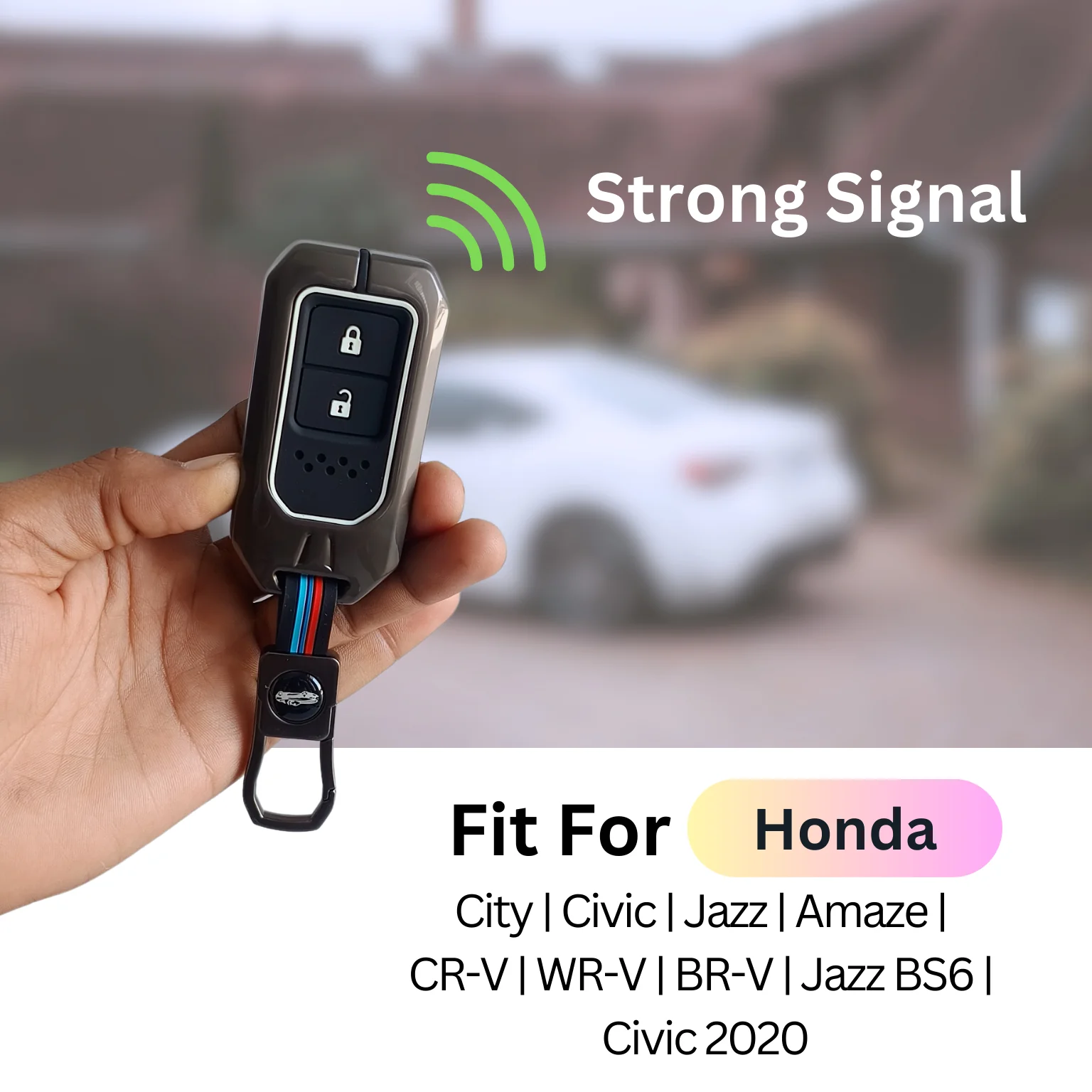 Metal Silicon Key Cover Compatible with City, Civic, Jazz, Amaze,  CR-V, WR-V, BR-V, Jazz BS6,  Civic 2020 | Push Start Model - Image 4