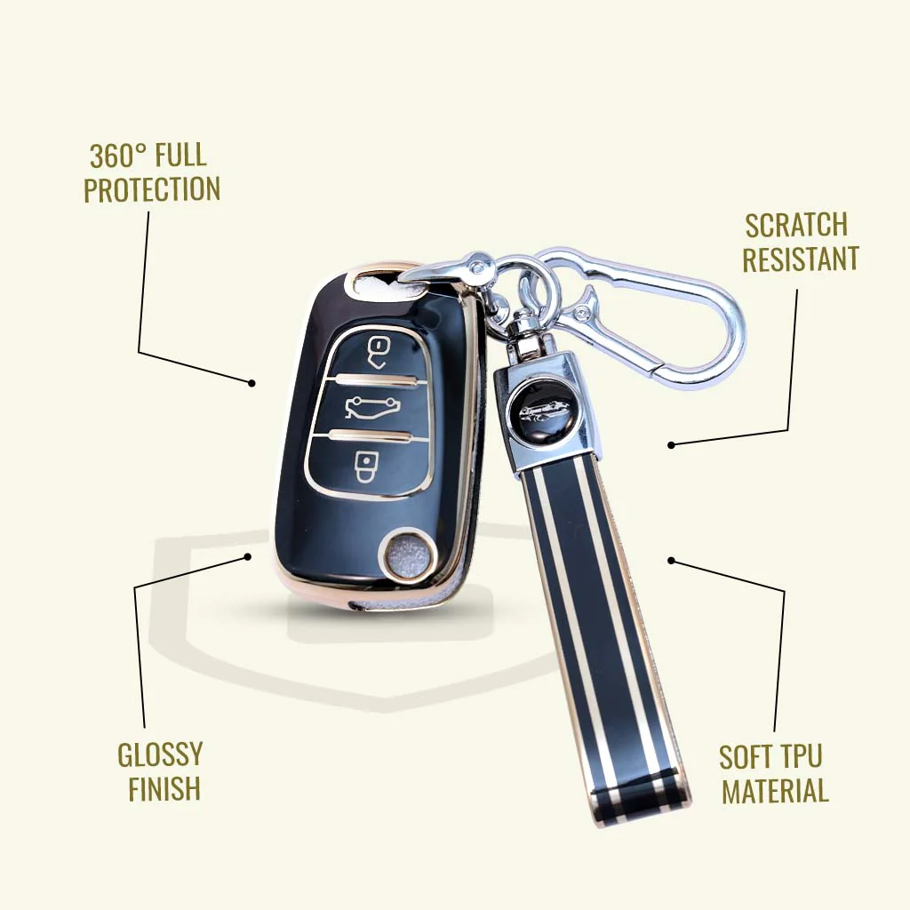TPU Car Key Cover Compatible With for Verna Fluidic, Old i10,Old i20 | 3 Button Flip Key - Image 4