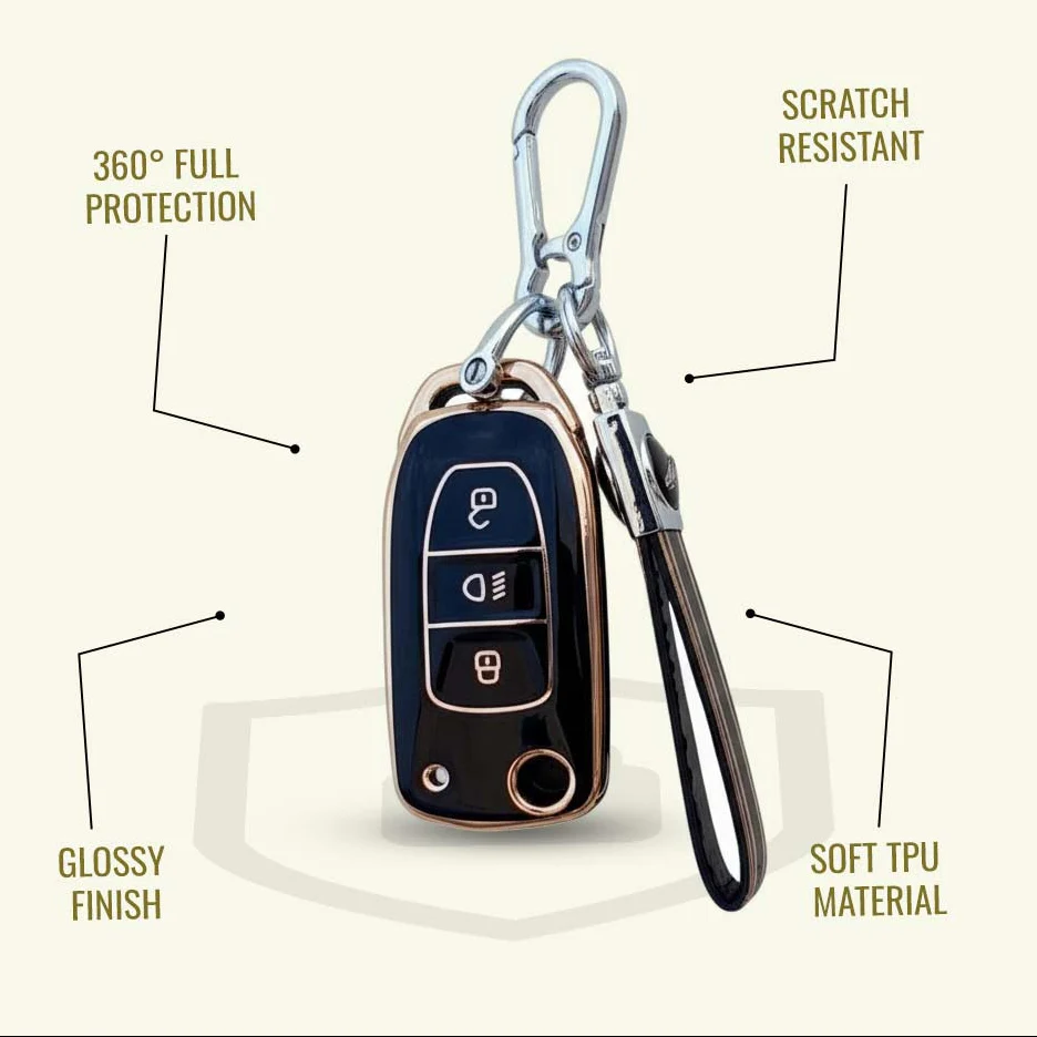 TPU Car Key Cover For TATA Arai, Safari, Tiago, Zest, Bolt, Tigor, Hexa, Nexon, Harrier, Altroz, Punch | 3 Button Flip Key - Image 3