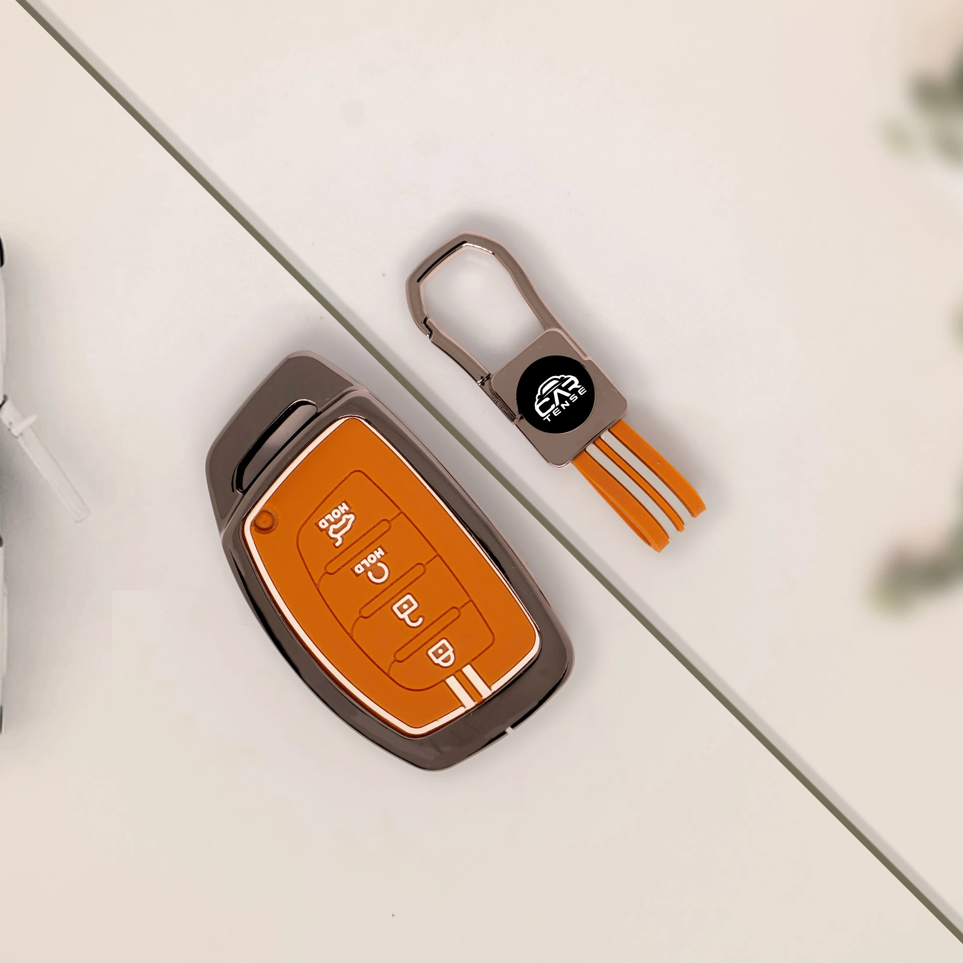Zinc Alloy Metal Silicon Key Cover Compatible With Hyundai Alcazar, Creta, Tucson | 4 Button Smart Key - Image 4